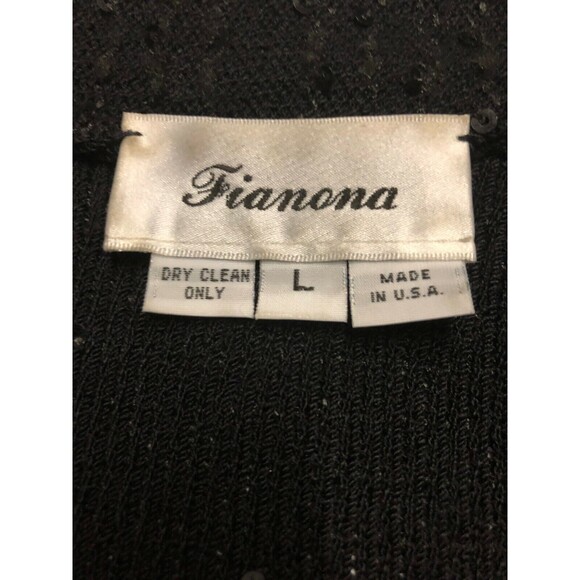 Fianona Vintage Dress 2 Pc Black Wool Knit Sequins Size Large - Picture 4 of 10